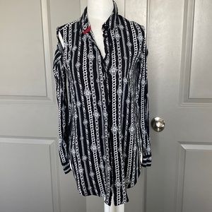 Topshop Printed Cold-Shoulder Fly Away Shirt